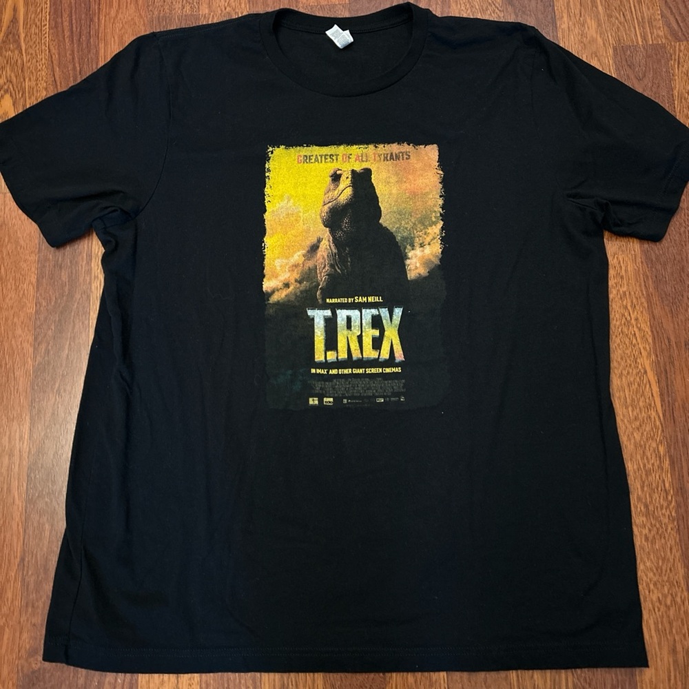 T. Rex IMax Movie Dinosaur Graphic Black Tshirt Size 2XL